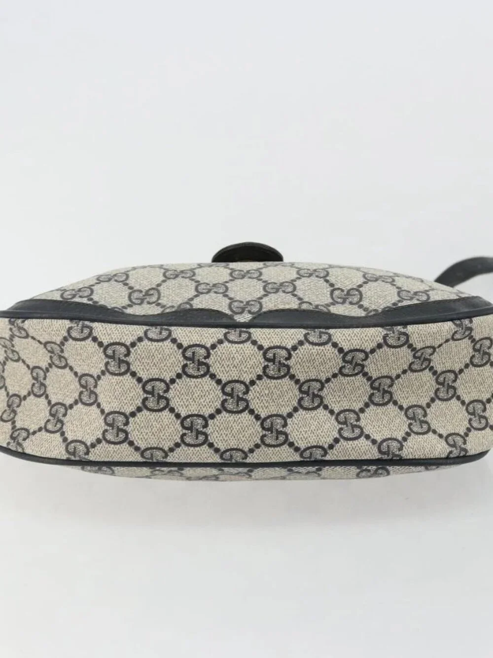 GUCCI GG Supreme Sherry Line Shoulder Bag PVC Navy Gold 10 02 056 Auth YKZ1259